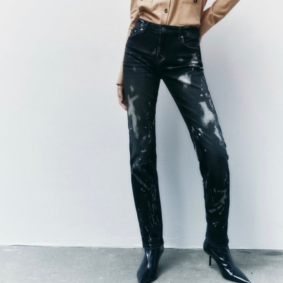 Bleached denim straight leg jeans - Picture 2 of 7